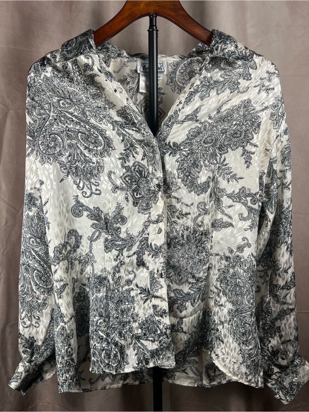 Notations Paisley Dark Academia Button Front Blouse Size 10